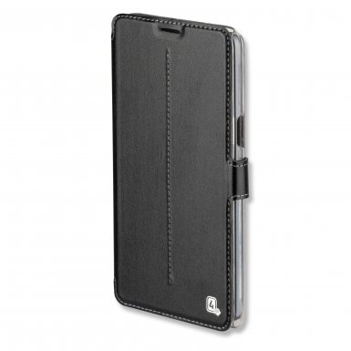 4smarts Supremo Book Flip Case - кожен калъф с поставка и отделение за кр. карта за Samsung Galaxy J1 (2016) (черен)