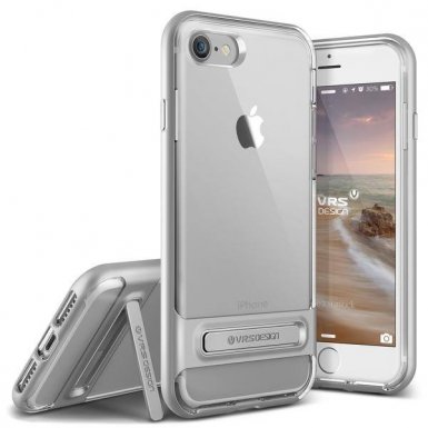 Verus Crystal Bumper Case - хибриден удароустойчив кейс за iPhone 8, iPhone 7 (сребрист-прозрачен)