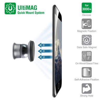 4smarts Ultimag Magnetic Holder Flexmag - магнитна поставка за гладки повърхности за смартфони (черна-сребриста)