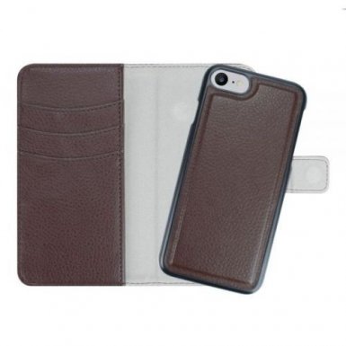 Redneck Duo Folio - кожен калъф, тип портфейл с отделящ се кейс за iPhone 8, iPhone 7 (кафяв)