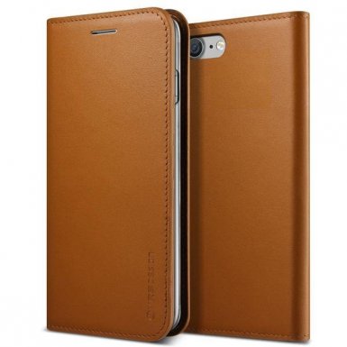 Verus Genuine Leather Diary Case - кожен калъф (естествена кожа), тип портфейл за iPhone 8, iPhone 7 (кафяв)