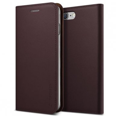 Verus Genuine Leather Diary Case - кожен калъф (естествена кожа), тип портфейл за iPhone 8, iPhone 7 (бордо)