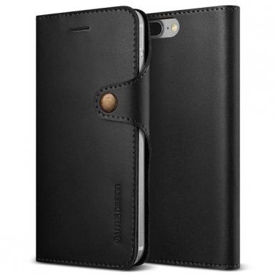 Verus Native Diary Case - кожен калъф (естествена кожа), тип портфейл за iPhone 8 Plus, iPhone 7 Plus (черен)