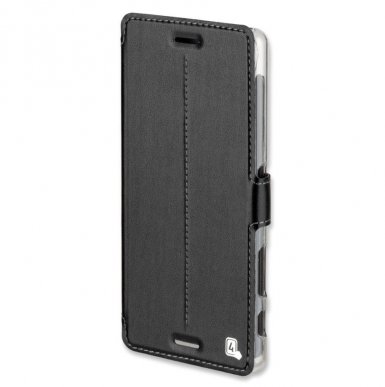 4smarts Supremo Book Flip Case - кожен калъф с поставка и отделение за кр. карта за Sony Xperia X (черен)