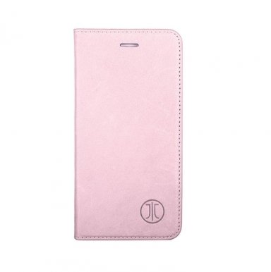 JT Berlin LeatherBook Magic Case - хоризонтален кожен (естествена кожа) калъф тип портфейл за iPhone 8 Plus, iPhone 7 Plus (розово злато)