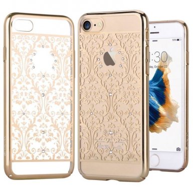 Devia Crystal Baroque Case - поликрабонатов кейс за iPhone 8, iPhone 7 (с кристали Сваровски) (златист)