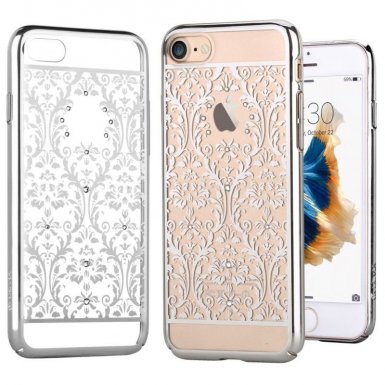 Devia Crystal Baroque Case - поликрабонатов кейс за iPhone 8, iPhone 7 (с кристали Сваровски) (сребрист)