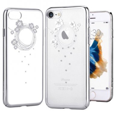 Devia Crystal Garland Case - поликрабонатов кейс за iPhone 8, iPhone 7 (с кристали Сваровски) (сребрист)