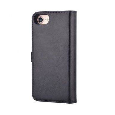 Devia Magic Case - кожен калъф, тип портфейл с отделящ се кейс и поставка за iPhone 8, iPhone 7 (черен)