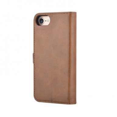 Devia Magic Case - кожен калъф, тип портфейл с отделящ се кейс и поставка за iPhone 8, iPhone 7 (кафяв)