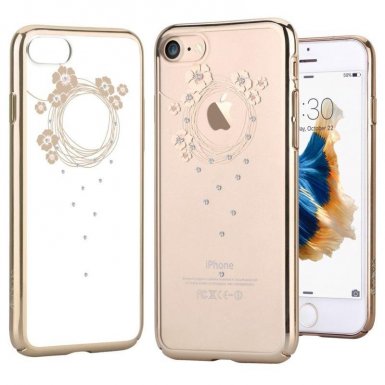 Devia Crystal Garland Case - поликрабонатов кейс за iPhone 8 Plus, iPhone 7 Plus (с кристали Сваровски) (златист)