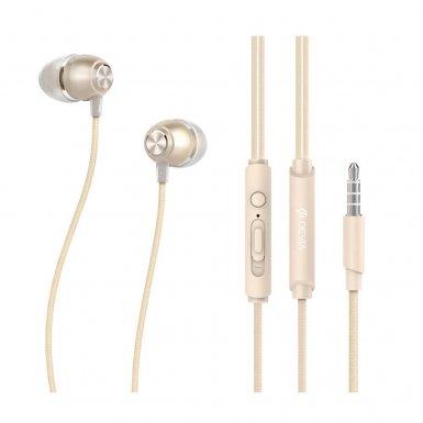 Devia P1 Marron - слушалки с микрофон и управление на звука за мобилни устройства (златист)