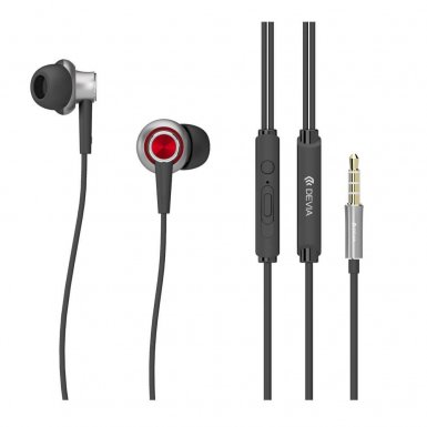 Devia T1 Acorn - слушалки с микрофон и управление на звука за мобилни устройства (червен)