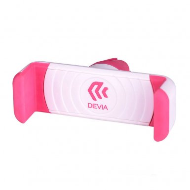 Devia Universal Car Air Vent Phone Holder - поставка за радиатора на кола за смартфони до 6 инча (бял-розов)