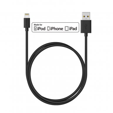 TeckNet P201 Apple MFi Certified Lightning to USB Cable 2m. - изключително здрав и качествен Lightning кабел за iPhone, iPad, iPod с Lightning (2 метра) (черен)
