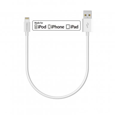 TeckNet P010 Apple MFi Certified Lightning to USB Cable 10 cm. - изключително здрав и качествен Lightning кабел за iPhone, iPad, iPod с Lightning (10 см.) (бял)