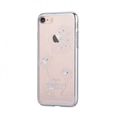 Comma Crystal Flora 360 Case - поликарбонатов кейс за iPhone 8, iPhone 7 (с кристали Сваровски) (сребрист)