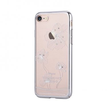 Comma Crystal Flora 360 Case - поликарбонатов кейс за iPhone 8 Plus, iPhone 7 Plus (с кристали Сваровски) (сребрист)