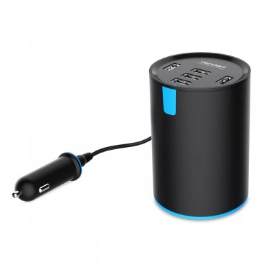 TeckNet iEP175 USB Car Charger 12A/60W - зарядно за кола (12A/60) с 5xUSB порта за мобилни устройства (черен)