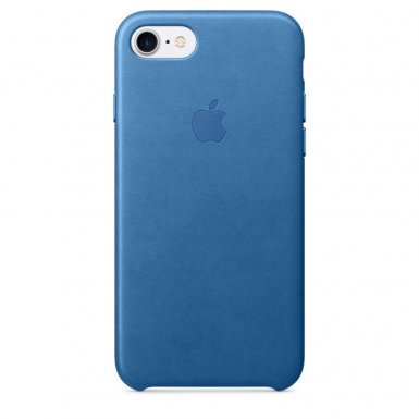 Apple iPhone Leather Case - оригинален кожен кейс (естествена кожа) за iPhone 8, iPhone 7 (морско синьо)