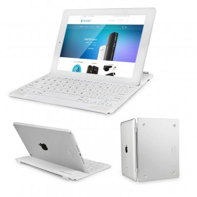 TeckNet X373 Ultra-thin Bluetooth - кейс, поставка и bluetooth клавиатура за iPad Air 2, iPad Air (сребрист)