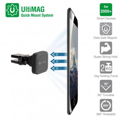 4smarts Ultimag Magnetic Vent Car Holder Clampmag - магнитна поставка за радиатора на кола за iPhone и смартфони (черен)