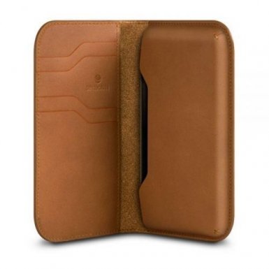 Beyzacases Natural Wallet Case - кожен калъф (естествена кожа, ръчна изработка) за iPhone 8, iPhone 7, iPhone 6, iPhone 6S (кафяв)