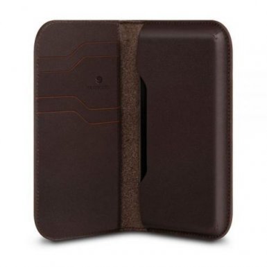 Beyzacases Natural Wallet Case - кожен калъф (естествена кожа, ръчна изработка) за iPhone 8, iPhone 7, iPhone 6, iPhone 6S (тъмнокафяв)