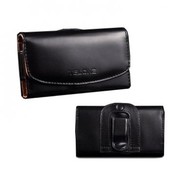 Telone Viva Hard Case Size 14 - кожен калъф с щипка за колан за HTC M8, LG G3, Samsung Galaxy Note 1, Sony E4/T3/Z1/Z2/Z3 и други (черен)