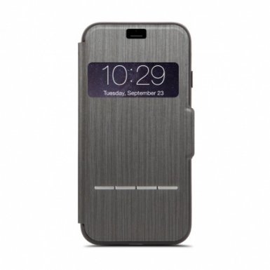 Moshi SenseCover Case - полиуретанов калъф, тип портфейл за iPhone 8, iPhone 7 (черен)