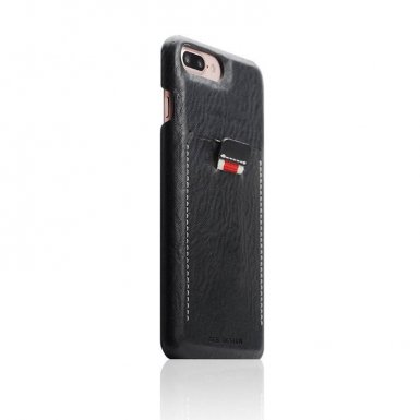 SLG Design D6 IMBL Case - кожен кейс (ествена кожа) за iPhone 8 Plus, iPhone 7 Plus (черен)