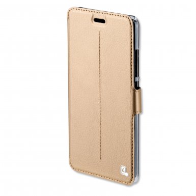 4smarts Supremo Book Flip Case - кожен калъф с поставка и отделение за кр. карта за Huawei P9 Lite (златист)