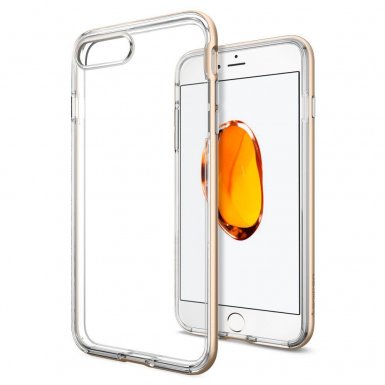 Spigen Neo Hybrid Case Crystal - хибриден кейс с висока степен на защита за iPhone 8, iPhone 7 (прозрачен-златист)