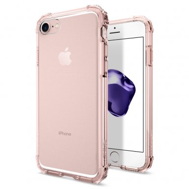 Spigen Crystal Shell Case - хибриден кейс с висока степен на защита за iPhone 8, iPhone 7 (прозрачен-розово злато)