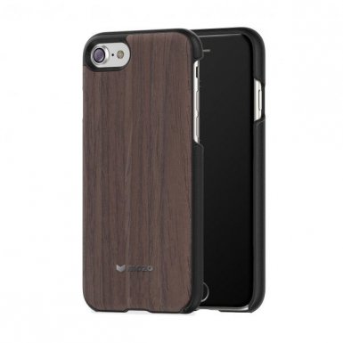 Mozo Wood Case - поликарбонатов кейс с гръб от истинско дърво за iPhone 8, iPhone 7 (лешник)