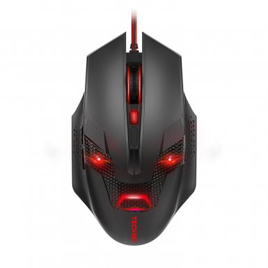 TeckNet M268 Raptor Gaming Mouse, 2000 DPI - геймърска мишка (за Mac и PC) (черен-червен)