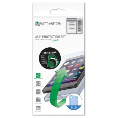 4smarts 360° Protection Set - тънък силиконов кейс и стъклено защитно покритие за дисплея на Huawei P9 (син)
