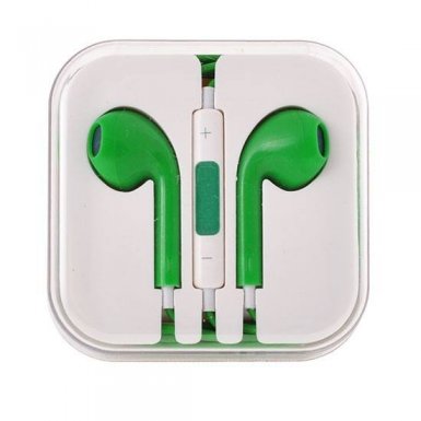 Earpods with remote and mic - слушалки с микрофон и управление на звука за iPhone, iPod, iPad и мобилни устройства (зелени)
