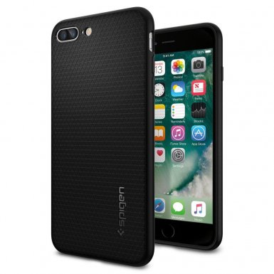 Spigen Liquid Armor Case - качествен термополиуретанов кейс за iPhone 8 Plus, iPhone 7 Plus (черен)