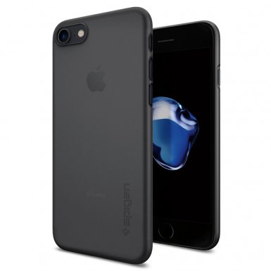 Spigen AirSkin Case - качествен ултратънък (0.36мм) кейс за iPhone 8, iPhone 7 (черен-мат)