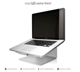 Elago L2 STAND - дизайнерска алуминиева поставка за MacBook и преносими компютри (сребриста)