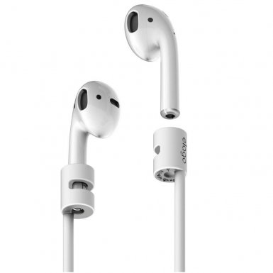 Elago AirPods Strap - тънко силиконово въженце за безжични слушалки Apple AirPods (бял)