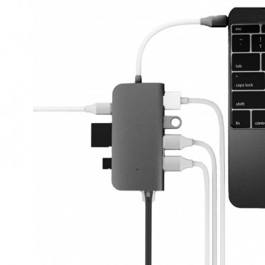LMP USB-C mini Dock - мултифункционален хъб за свързване на допълнителна периферия за компютри с USB-C (тъмносив)