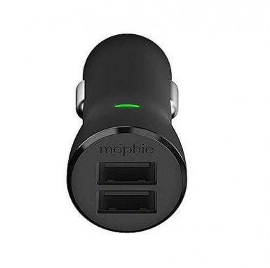 Mophie Dual USB Car Charger 4.8A - зарядно за кола с два USB изхода (2.4A + 2.4A) за мобилни устройства 
