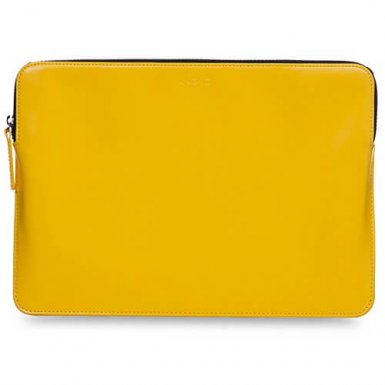 Knomo Laptop Leather Zip Sleeve 12 - кожен (естествена кожа) калъф с цип за MacBook 12 и преносими компютри до 12 инча (жълт)