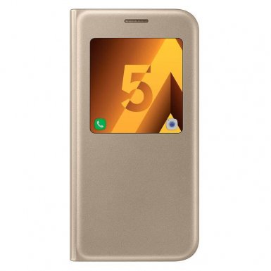 Samsung S-View Flip Case EF-CA520PFEGWW - оригинален кожен калъф за Samsung Galaxy A5 (2017) (златист)