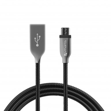 4smarts FerrumCord Stainless Steel MicroUSB Data Cable - компактен microUSB кабел с оплетка от неръждаема стомана (50 см)(черен-сив)