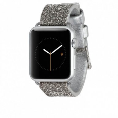 Casemate Brilliance Leather Strap - луксозна кожена (естествена кожа) каишка за Apple Watch 42мм, 44мм (сребрист)
