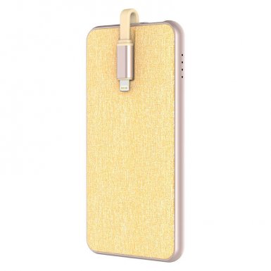 Comma iTravel Power Bank 7000mAh - външна батерия 7000mAh с вграден MFI Lightning кабел за Apple продукти и USB изход за други утсройства (златист)