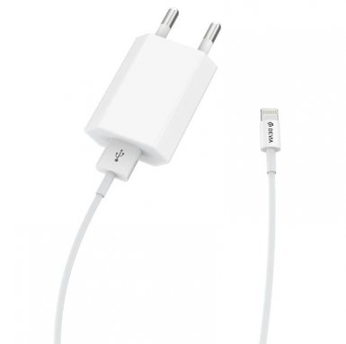 Devia Smart Charger MFI Lightning Suit - захранване за ел. мрежа с USB изход и Lightning кабел за iPhone, iPad и устройства с Lightning порт